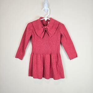 H&M Knit Dress with Bow Collar Red Size 18m Holiday Christmas Sweater
